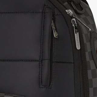 BLACK PUFFER GREY CHECK BACKPACK 