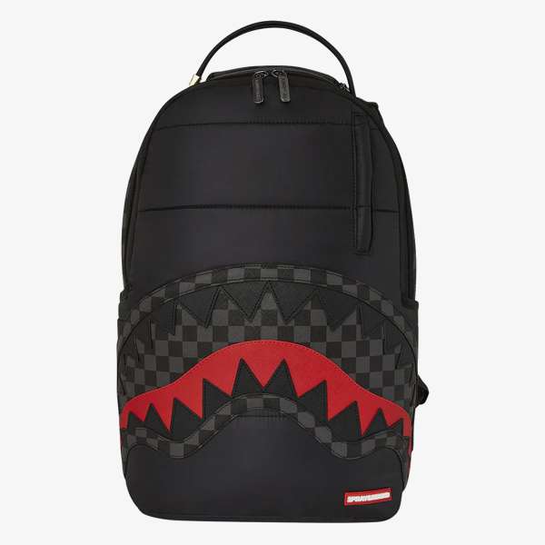 BLACK PUFFER GREY CHECK BACKPACK 