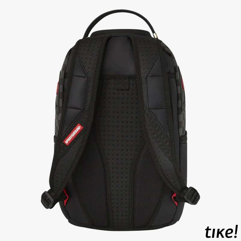 BLACK PUFFER GREY CHECK BACKPACK 