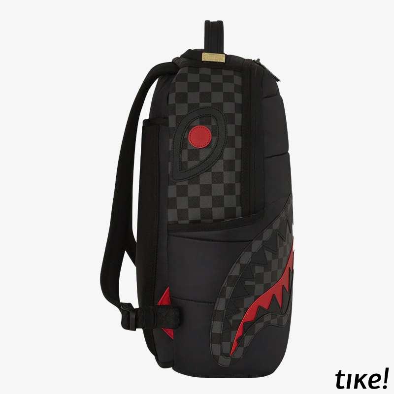 BLACK PUFFER GREY CHECK BACKPACK 